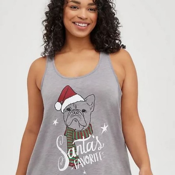 NWT Torrid Sleep Santa's Favorite French Bulldog Tanktop Size 0 - L (12) - Picture 1 of 4